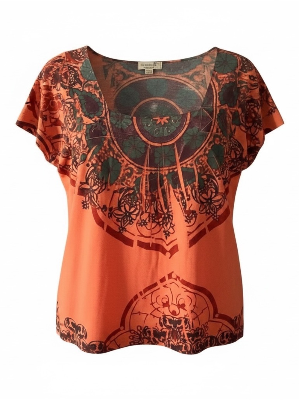 🌿 One World Boho Burnout Top – Y2K Era 🌿